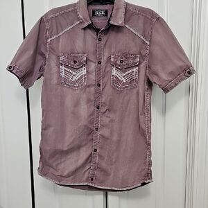 Men's BUCKLE Purple Short Sleeve Shirt